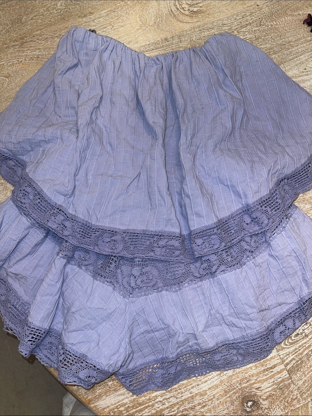 Free people off the shoulder romper crochet trim periwinkle XS - Picture 6 of 6